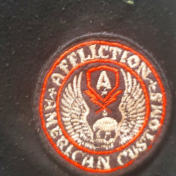 Affliction, Black and Orange Burnout V-Neck Short Sleeve T-Shirt, Size L… - Picture 3 of 8